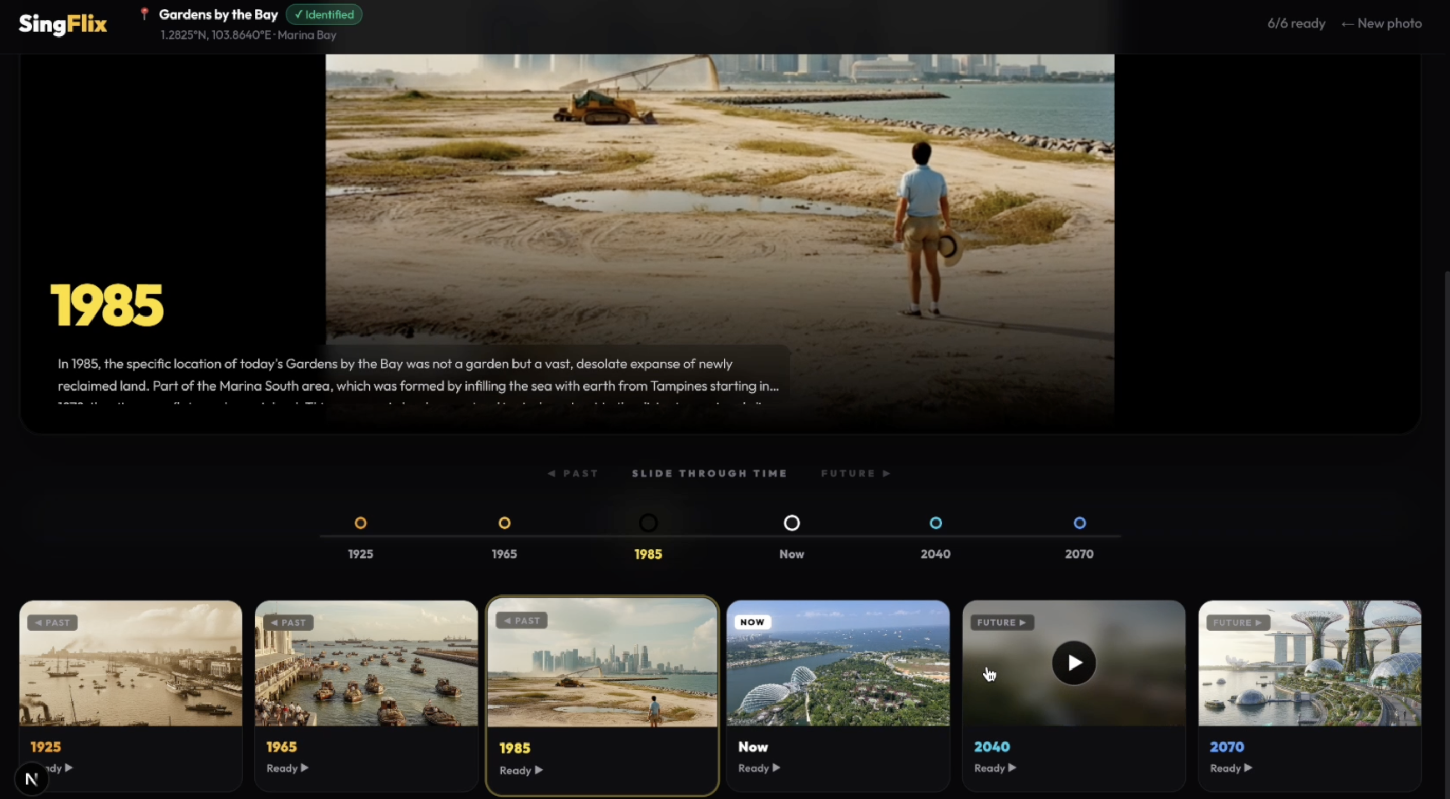 SingFlix — Netflix-style browse UI for Singapore landmark stories